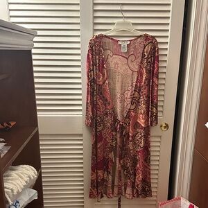 Nine West Red and Pink Paisley Wrap Dress